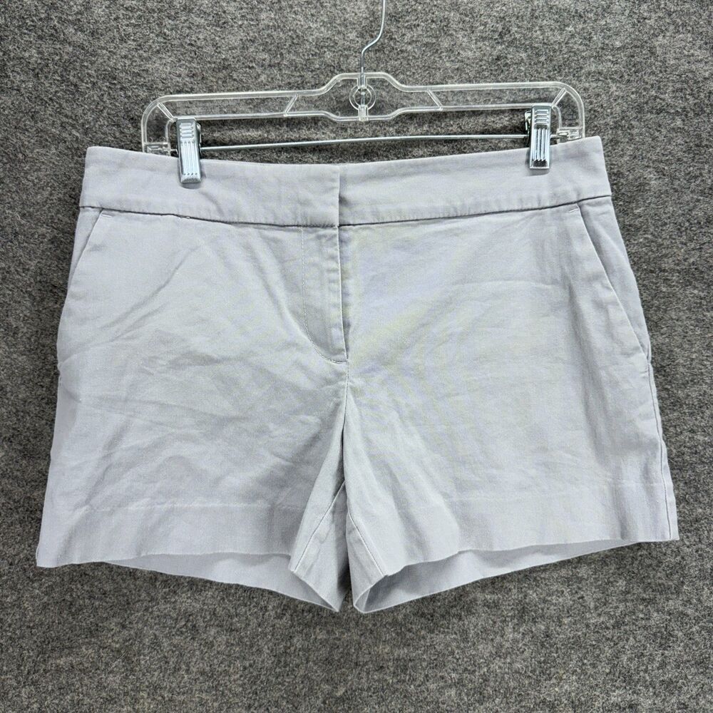 Loft Shorts Women 4 Gray Mid Rise Chino Pockets Cotton The Riviera Casual
